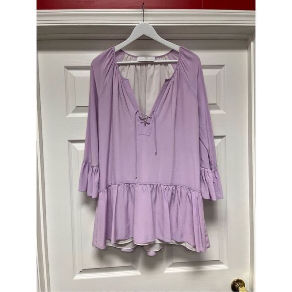 Amanda Uprichard Caleb Lavender Silk Tiered Mini Dress sz S EUC - Picture 1 of 8